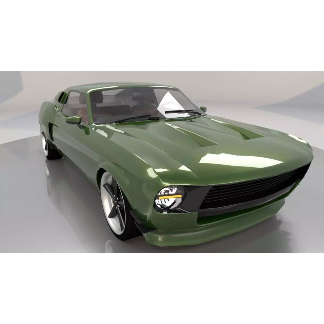 Mustang 1968 Low Poly 3D Model – Classic Car Game Asset, FBX - View 2
