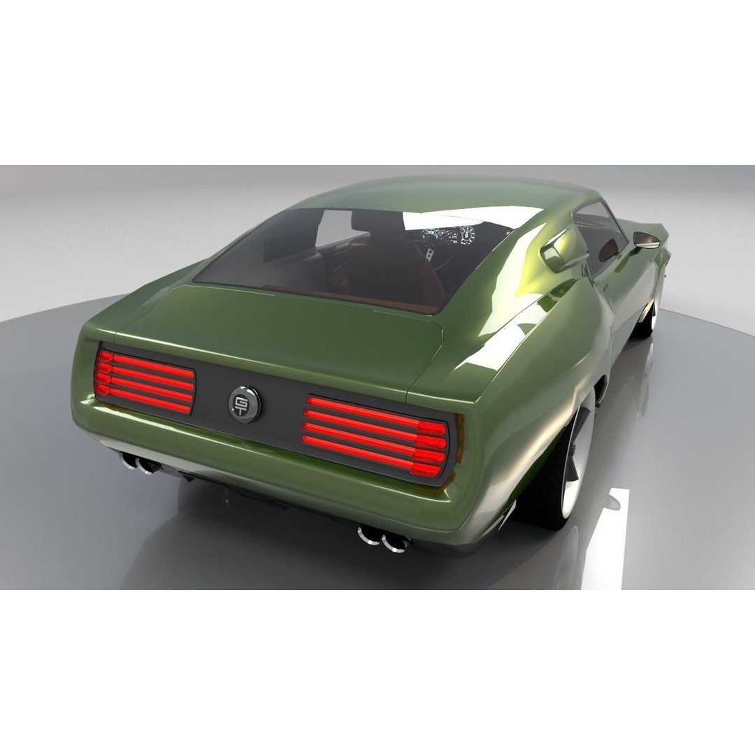 Mustang 1968 Low Poly 3D Model – Classic Car Game Asset, FBX - View 3