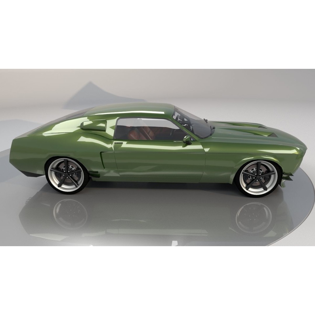 Mustang 1968 Low Poly 3D Model – Classic Car Game Asset, FBX - View 4