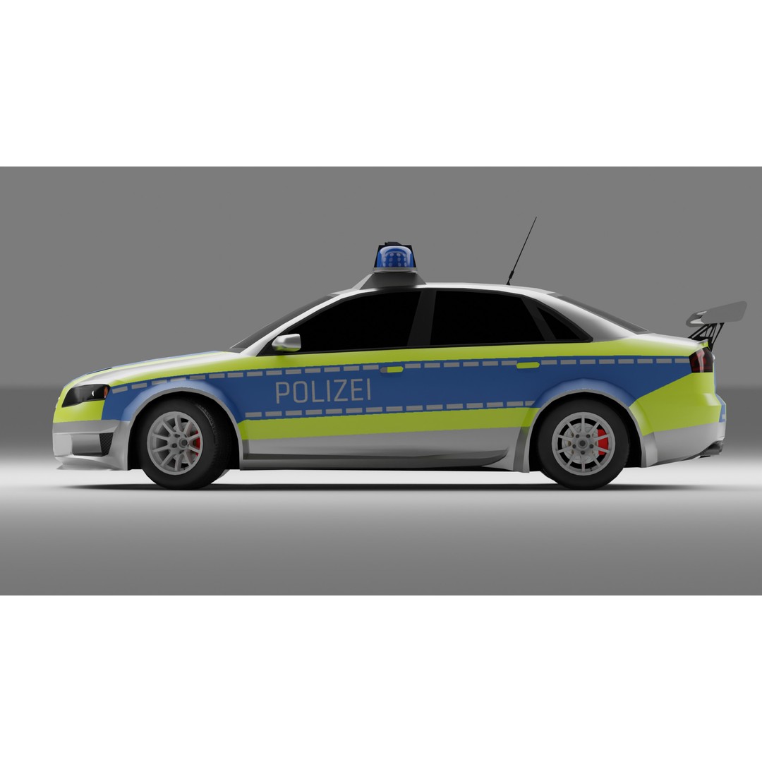 Police Audi A4 3D Model – Low Poly Game Asset, FBX, PBR Textures