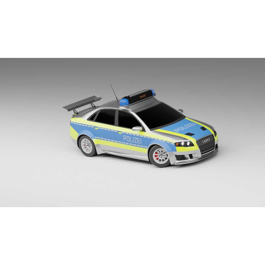 Police Audi A4 3D Model – Low Poly Game Asset, FBX, PBR Textures - View 10