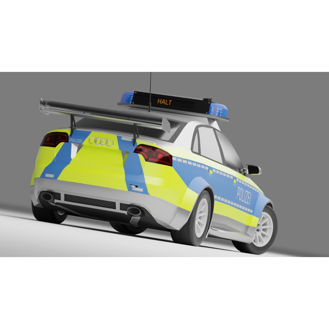 Police Audi A4 3D Model – Low Poly Game Asset, FBX, PBR Textures - View 11
