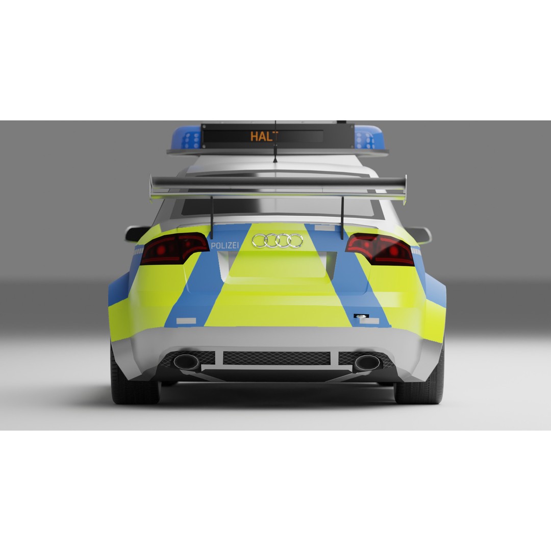 Police Audi A4 3D Model – Low Poly Game Asset, FBX, PBR Textures - View 12