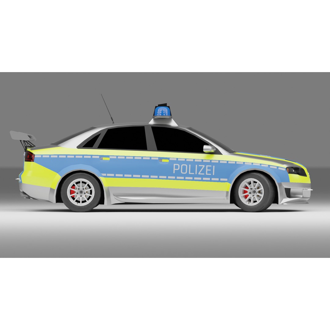 Police Audi A4 3D Model – Low Poly Game Asset, FBX, PBR Textures - View 13