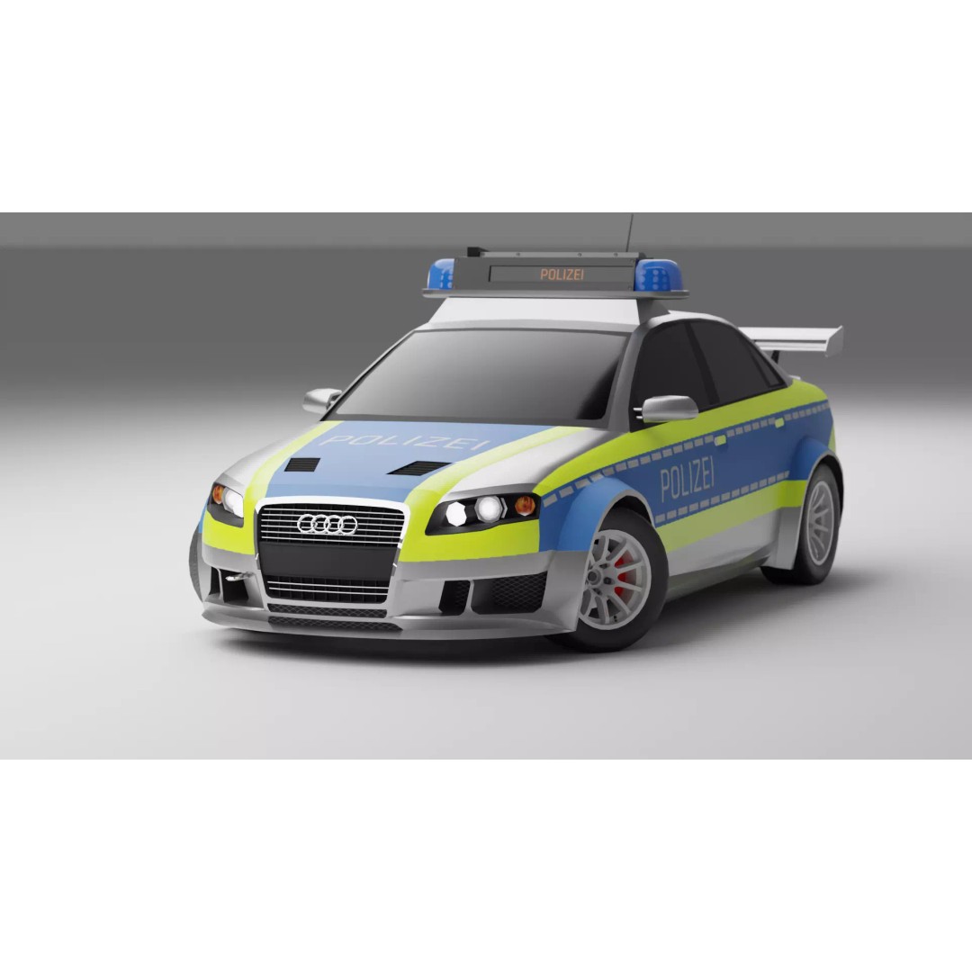 Police Audi A4 3D Model – Low Poly Game Asset, FBX, PBR Textures - View 2