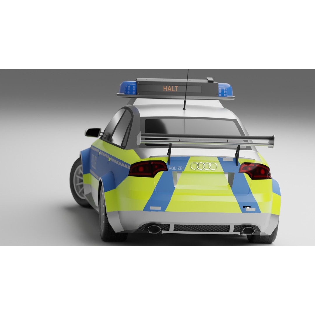 Police Audi A4 3D Model – Low Poly Game Asset, FBX, PBR Textures - View 3