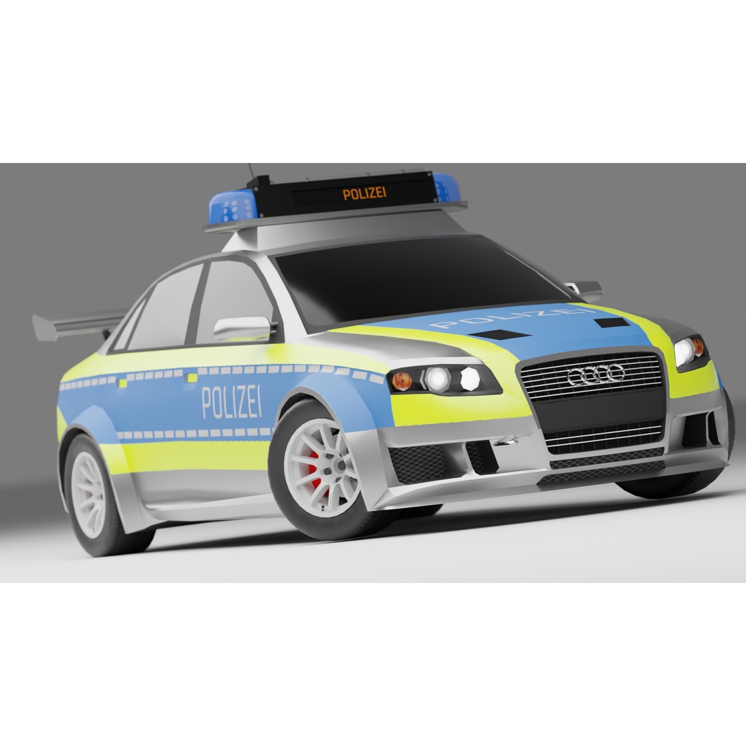 Police Audi A4 3D Model – Low Poly Game Asset, FBX, PBR Textures - View 4