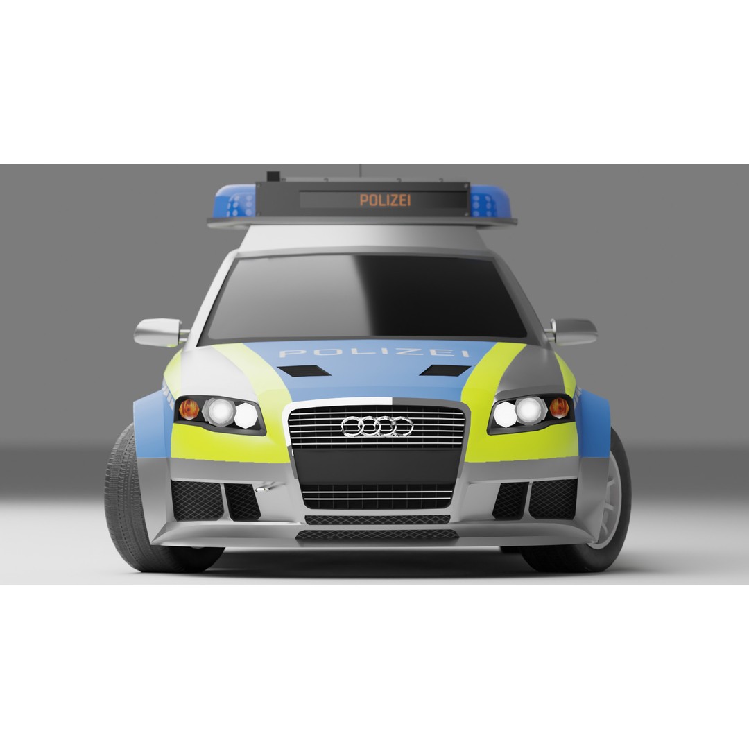 Police Audi A4 3D Model – Low Poly Game Asset, FBX, PBR Textures - View 5