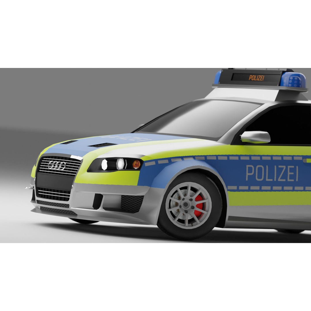 Police Audi A4 3D Model – Low Poly Game Asset, FBX, PBR Textures - View 6