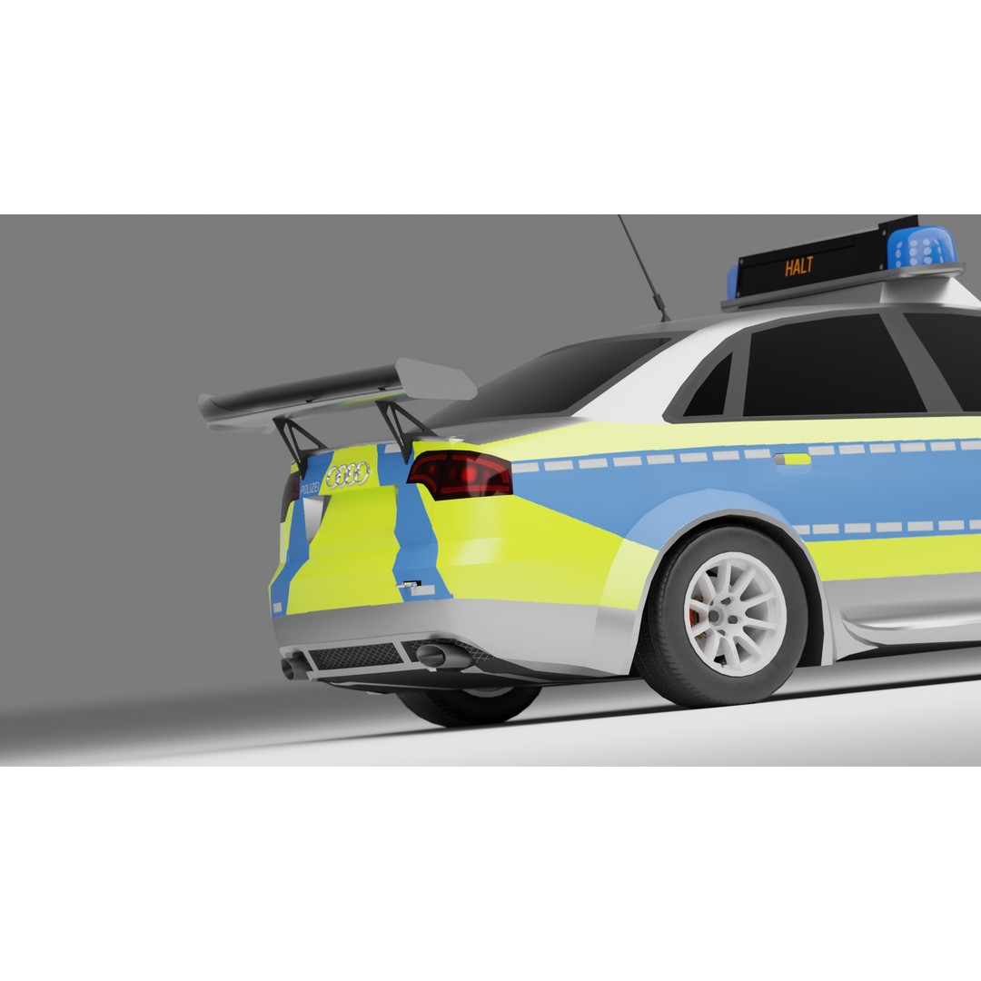 Police Audi A4 3D Model – Low Poly Game Asset, FBX, PBR Textures - View 7