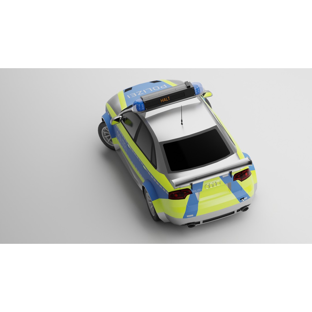 Police Audi A4 3D Model – Low Poly Game Asset, FBX, PBR Textures - View 8