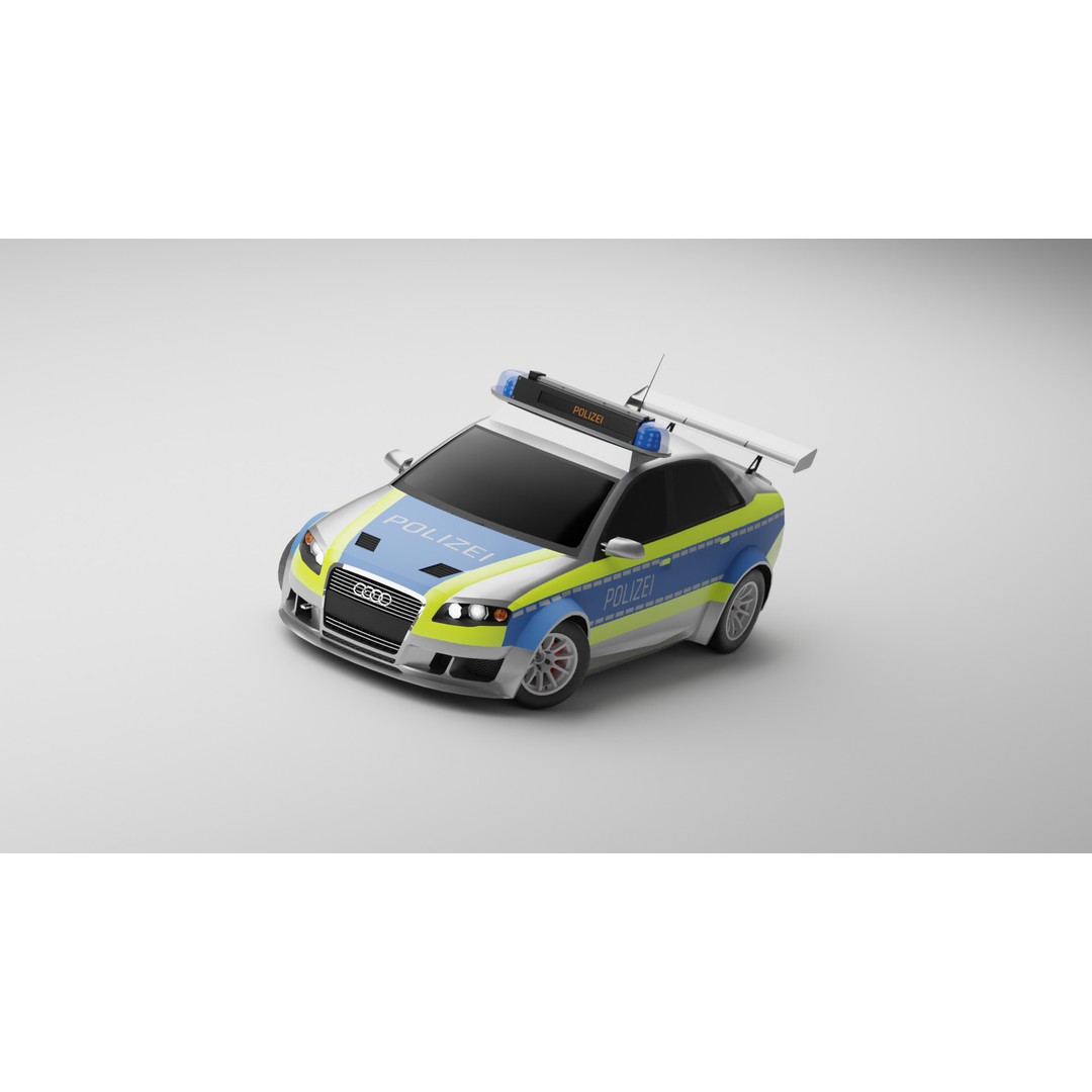Police Audi A4 3D Model – Low Poly Game Asset, FBX, PBR Textures - View 9