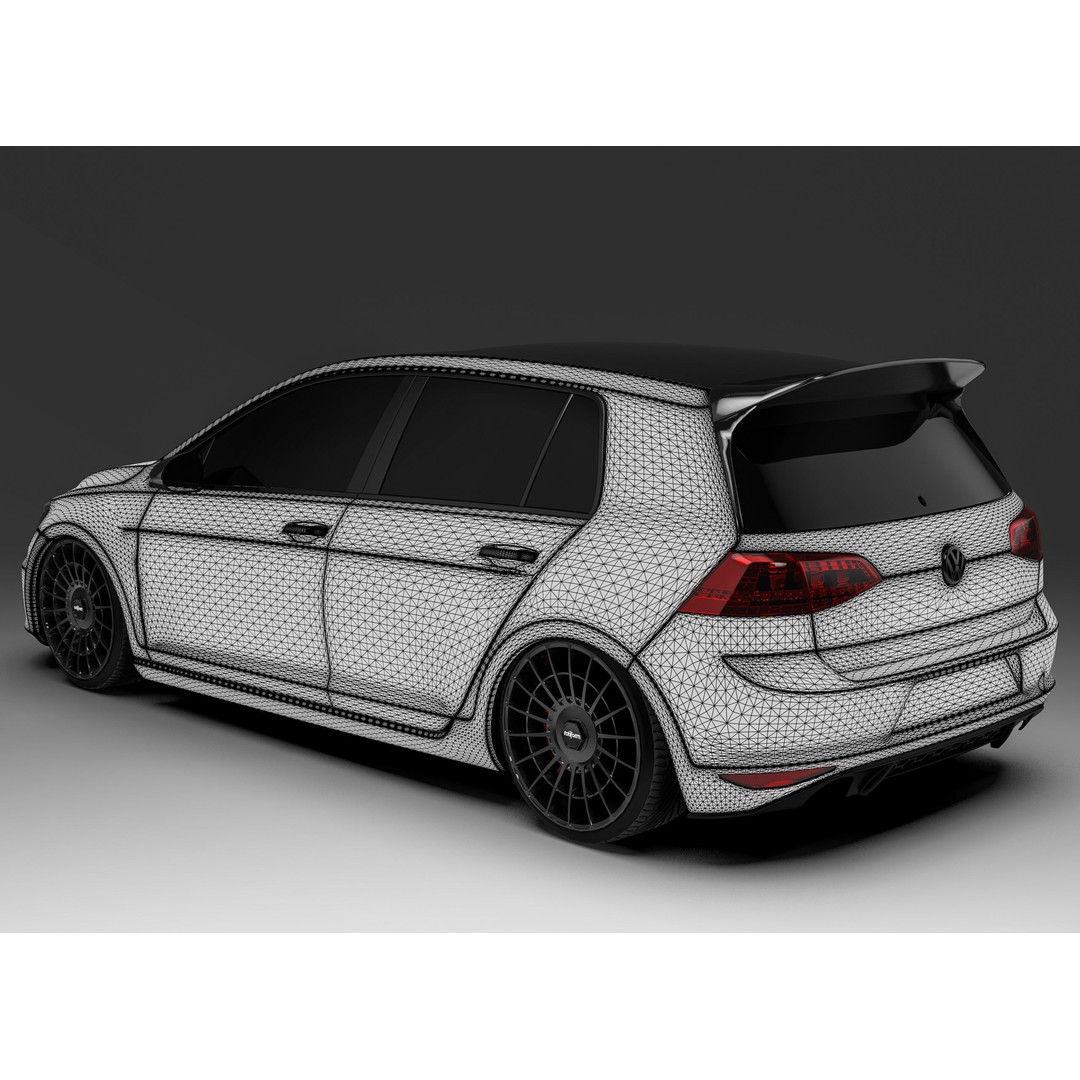 Volkswagen Golf MK7 3D Model – Modified Low Poly Game Asset, FBX, OBJ