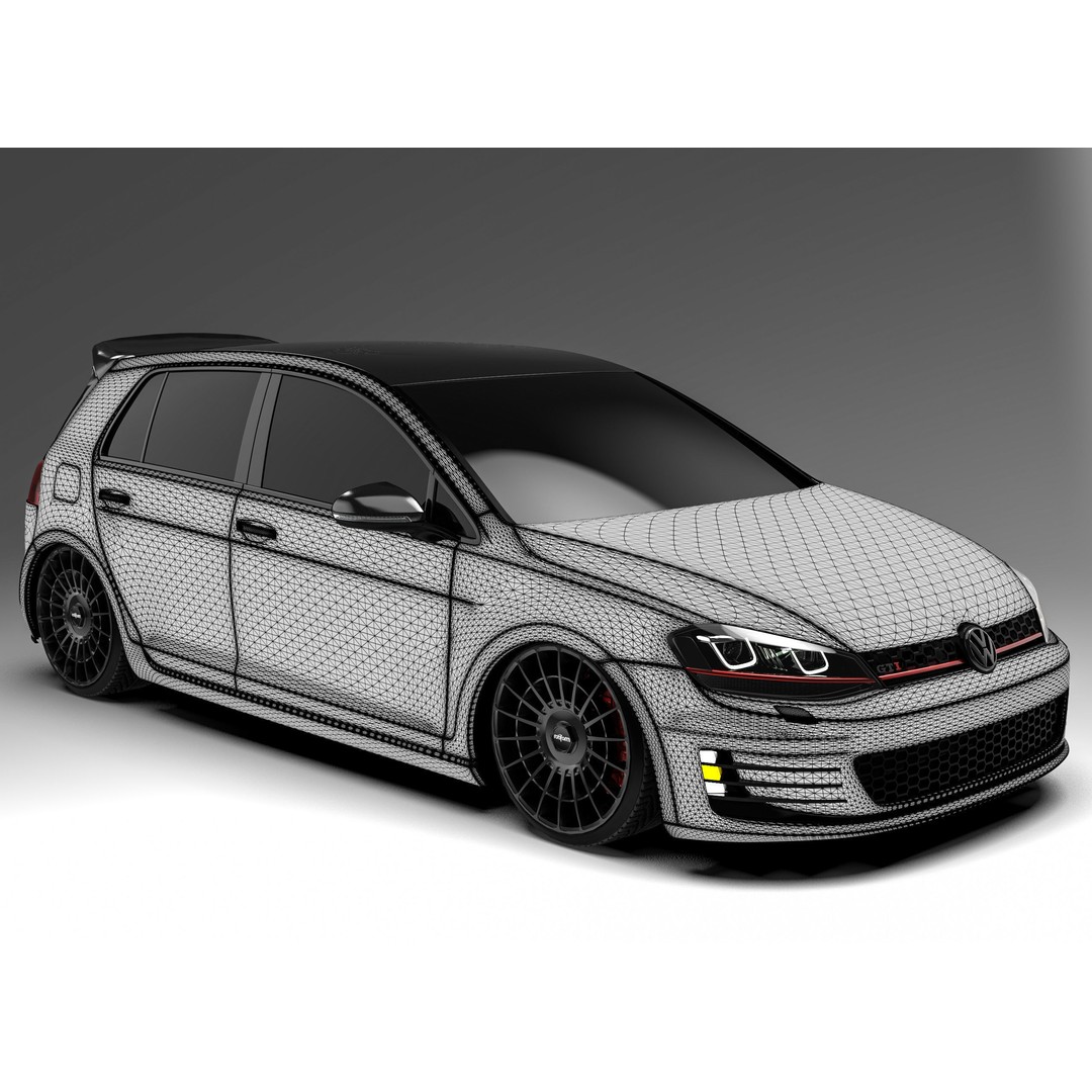 Volkswagen Golf MK7 3D Model – Modified Low Poly Game Asset, FBX, OBJ - View 11