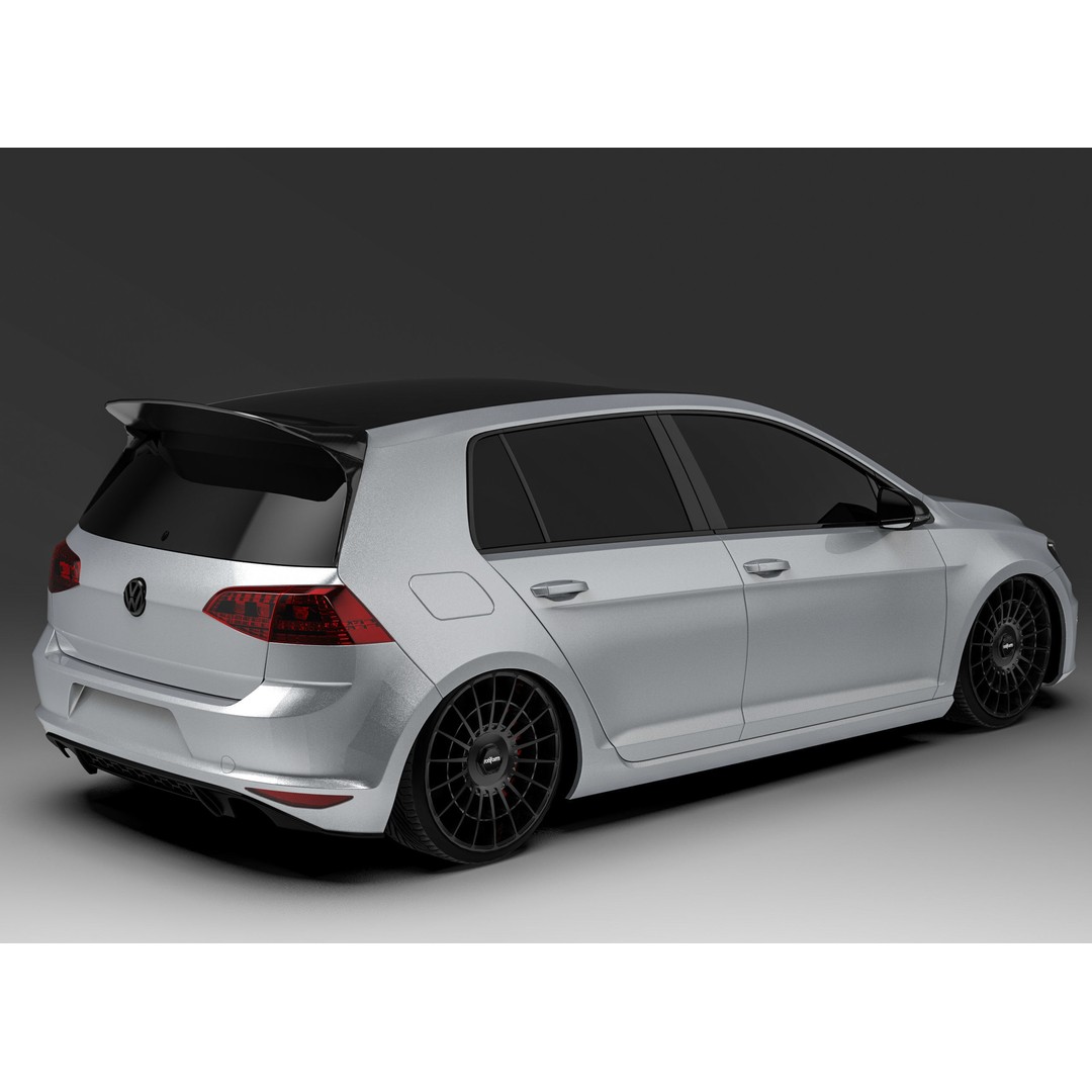 Volkswagen Golf MK7 3D Model – Modified Low Poly Game Asset, FBX, OBJ - View 3