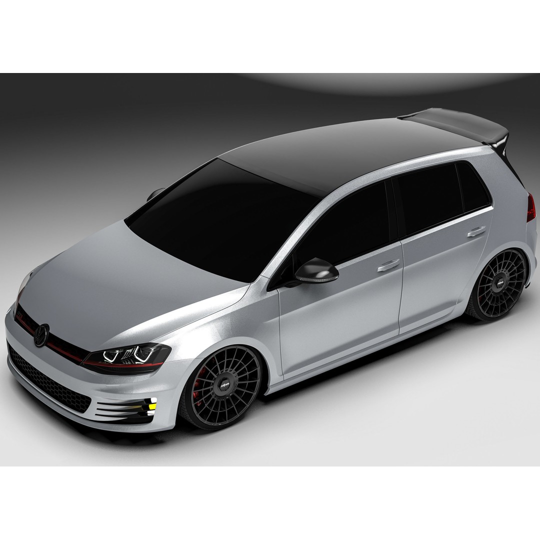 Volkswagen Golf MK7 3D Model – Modified Low Poly Game Asset, FBX, OBJ - View 4
