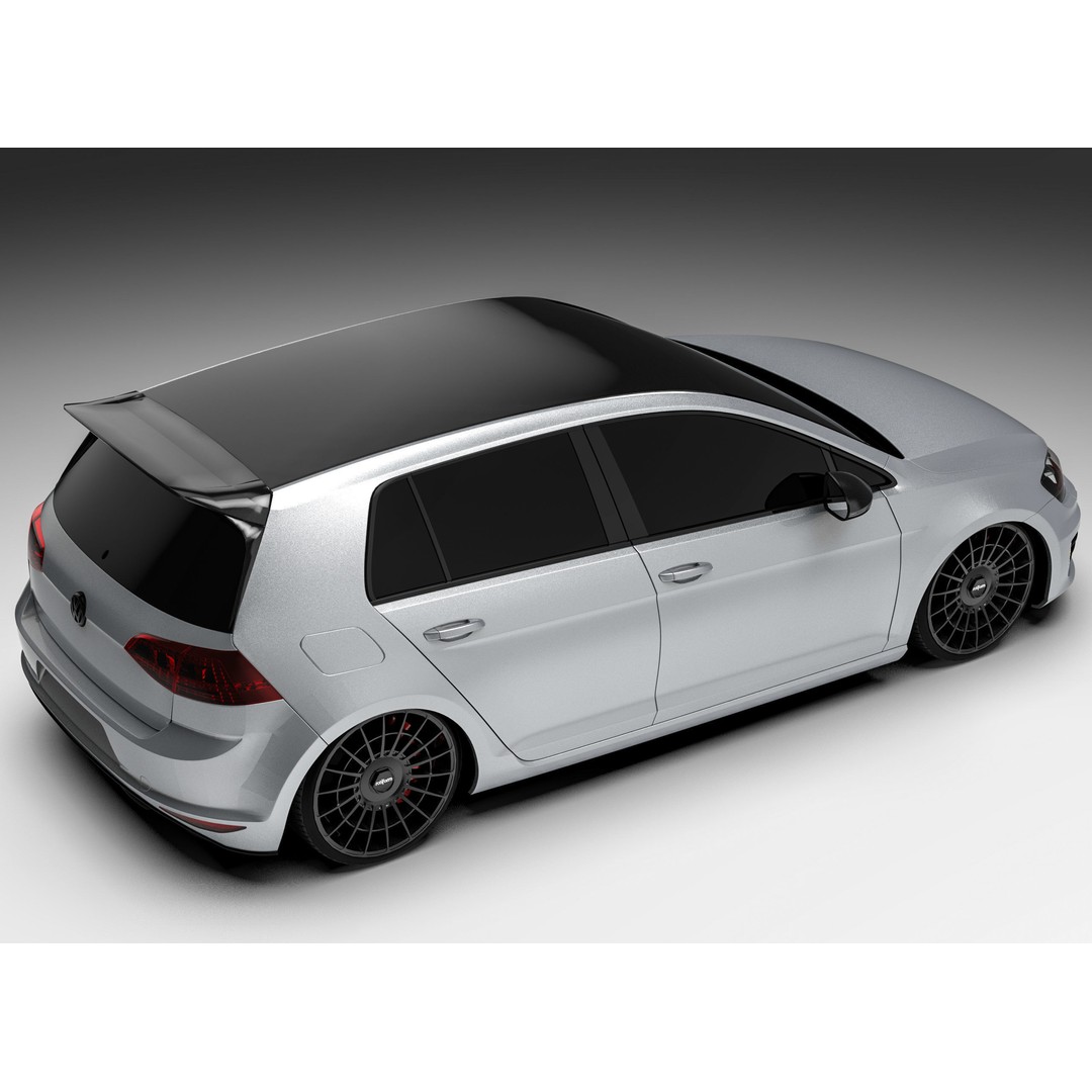 Volkswagen Golf MK7 3D Model – Modified Low Poly Game Asset, FBX, OBJ - View 5