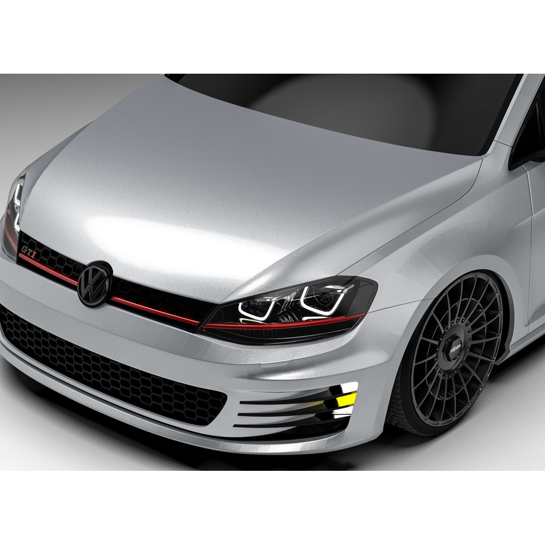 Volkswagen Golf MK7 3D Model – Modified Low Poly Game Asset, FBX, OBJ - View 6