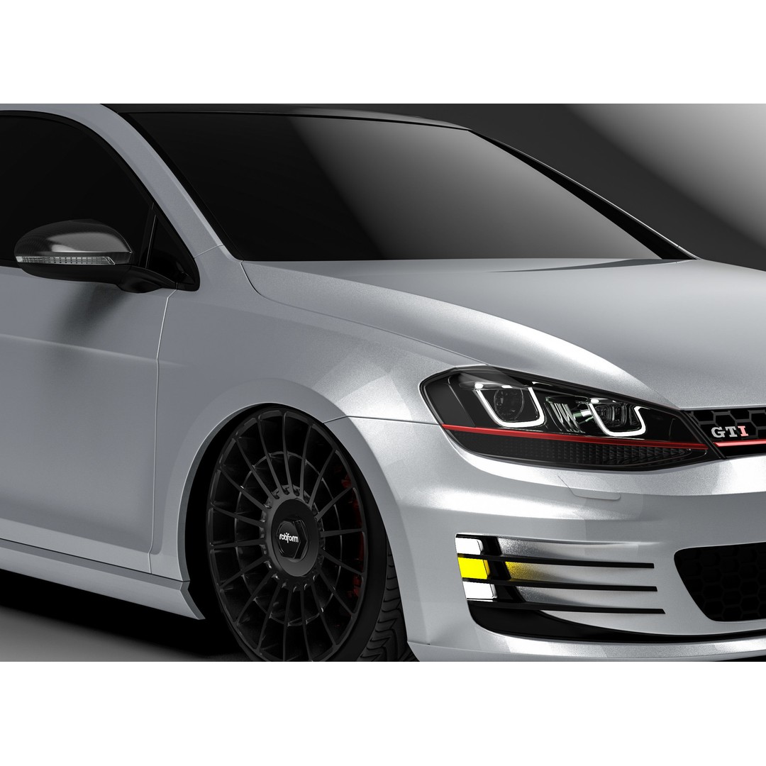 Volkswagen Golf MK7 3D Model – Modified Low Poly Game Asset, FBX, OBJ - View 8