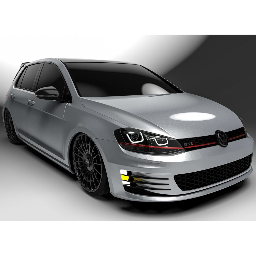 Volkswagen Golf MK7 3D Model – Modified Low Poly Game Asset, FBX, OBJ - View 9