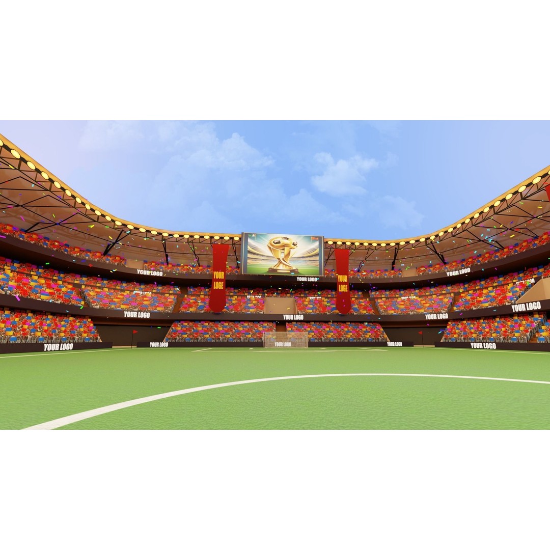 Football Stadium 3D Model – Low Poly Game Ready Asset, FBX, Unity - View 3