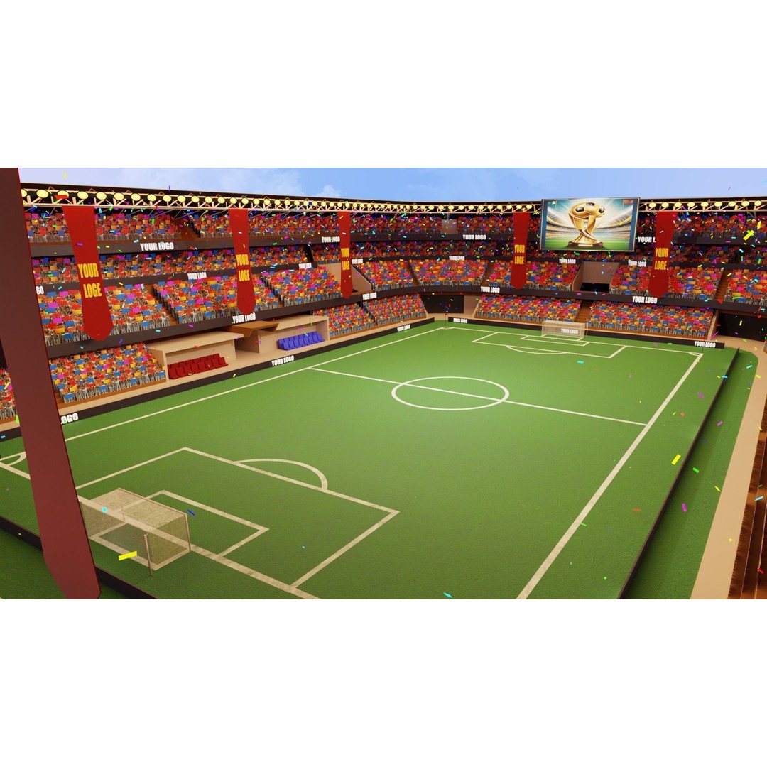 Football Stadium 3D Model – Low Poly Game Ready Asset, FBX, Unity - View 7