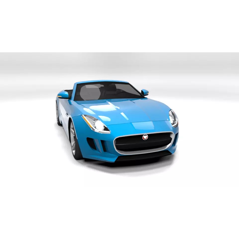 Jaguar F-Type Cabrio 3D Model – Low Poly Game Asset, FBX - View 2
