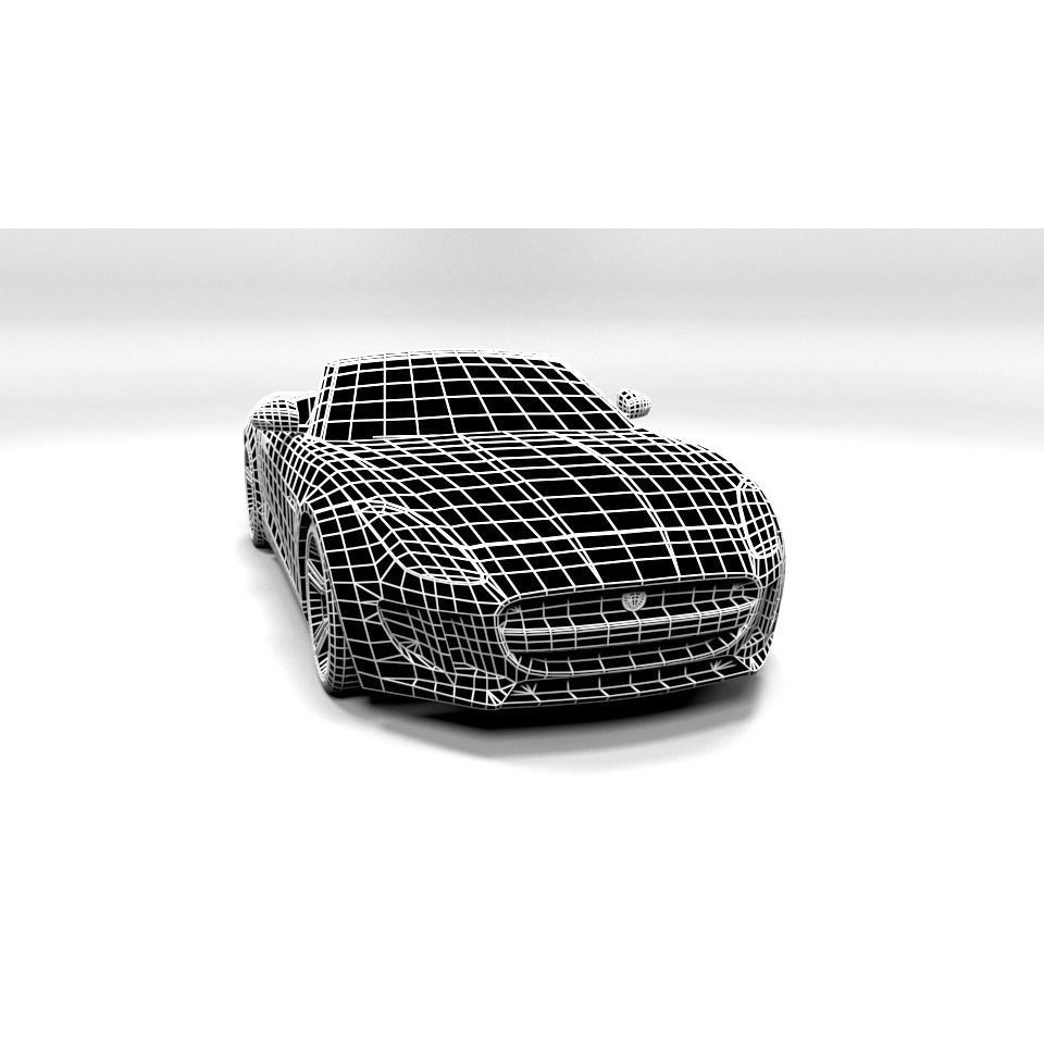 Jaguar F-Type Cabrio 3D Model – Low Poly Game Asset, FBX - View 3
