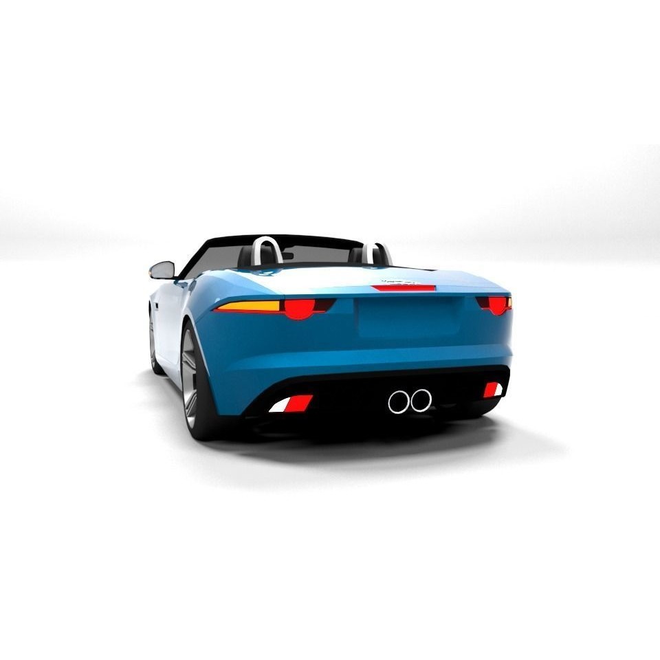 Jaguar F-Type Cabrio 3D Model – Low Poly Game Asset, FBX - View 4