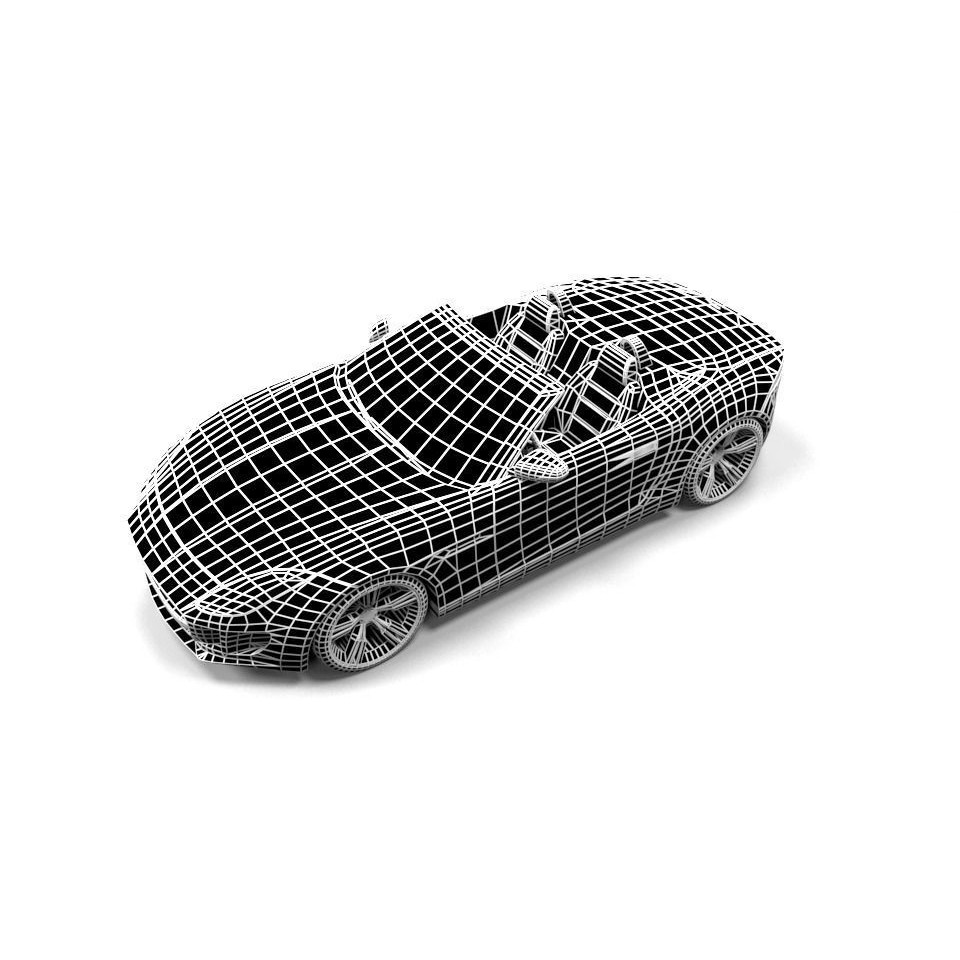 Jaguar F-Type Cabrio 3D Model – Low Poly Game Asset, FBX - View 9
