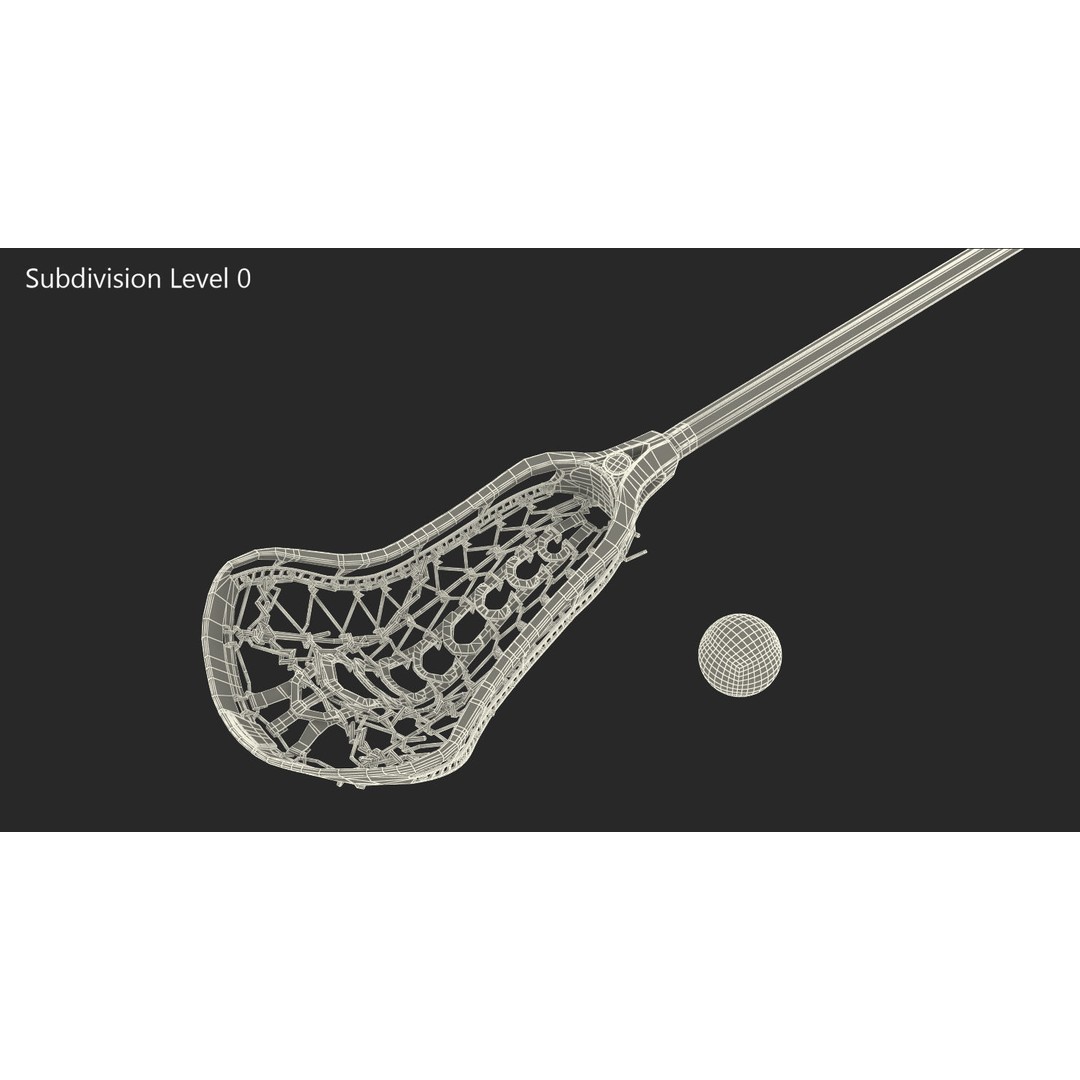 Lacrosse Stick 3D Model – Generic Sport Equipment with Ball, FBX - View 11