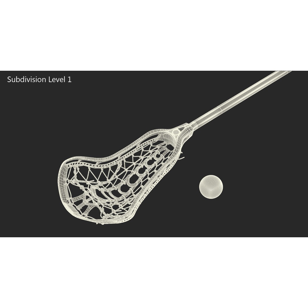 Lacrosse Stick 3D Model – Generic Sport Equipment with Ball, FBX - View 12