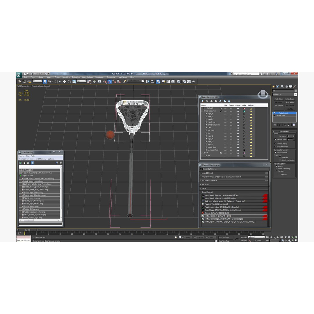 Lacrosse Stick 3D Model – Generic Sport Equipment with Ball, FBX - View 15