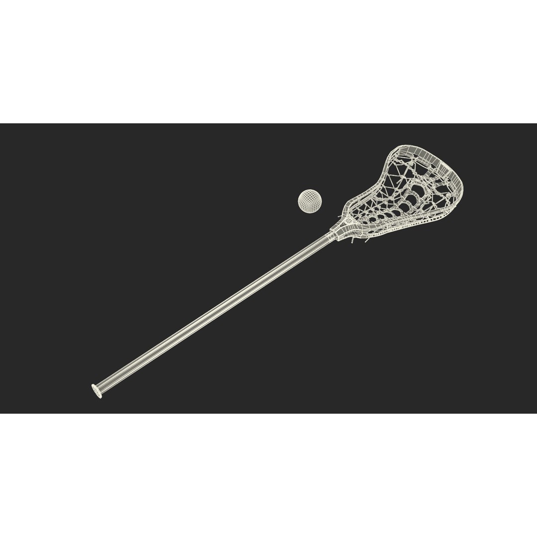 Lacrosse Stick 3D Model – Generic Sport Equipment with Ball, FBX - View 16