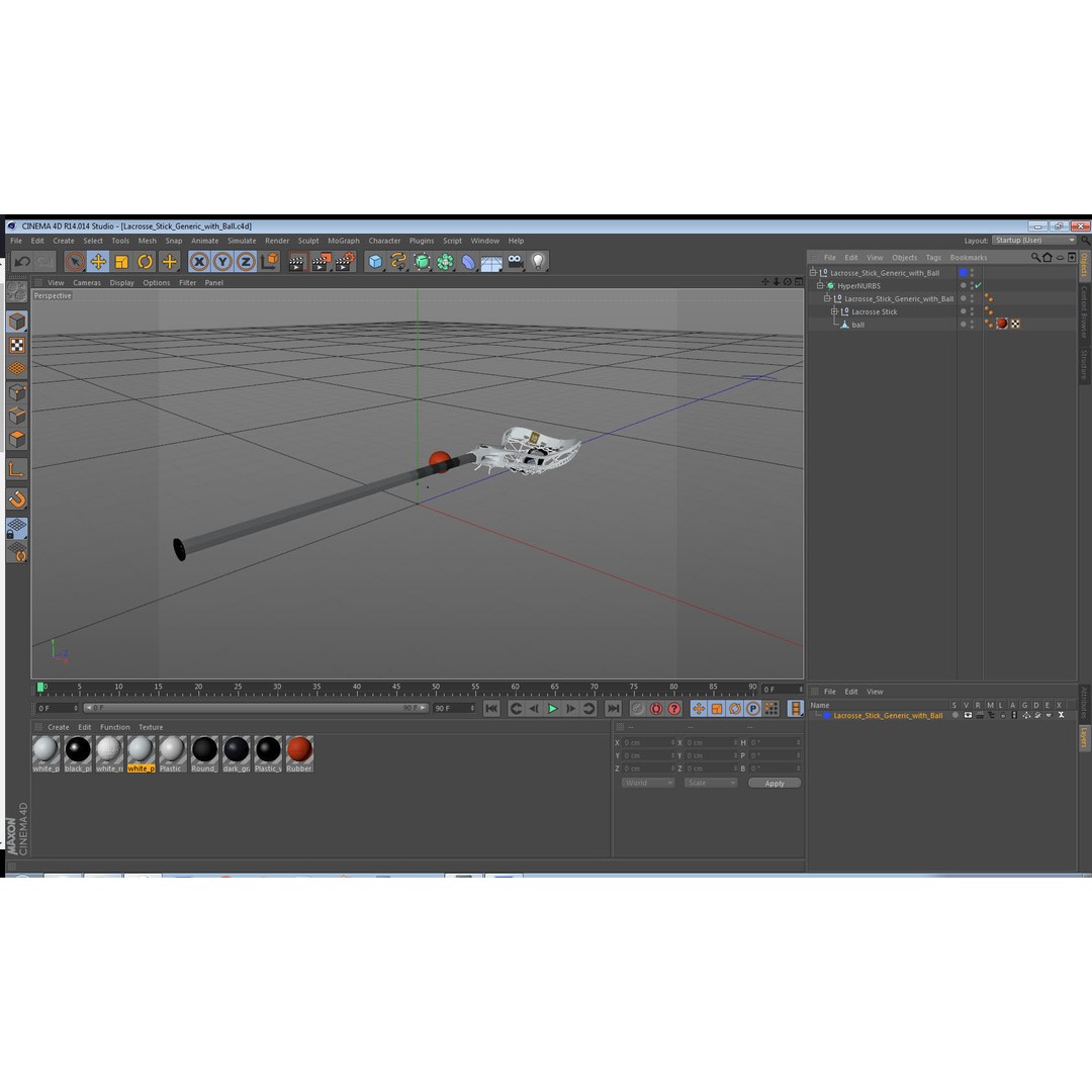Lacrosse Stick 3D Model – Generic Sport Equipment with Ball, FBX - View 20