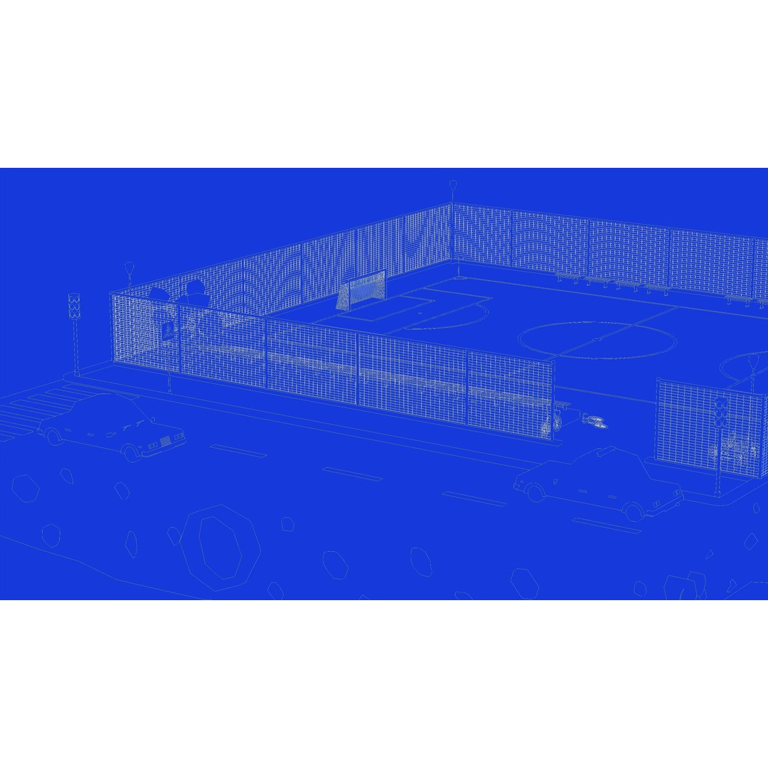 Football Soccer Field 3D Model – Low Poly Game Asset, FBX & OBJ Formats