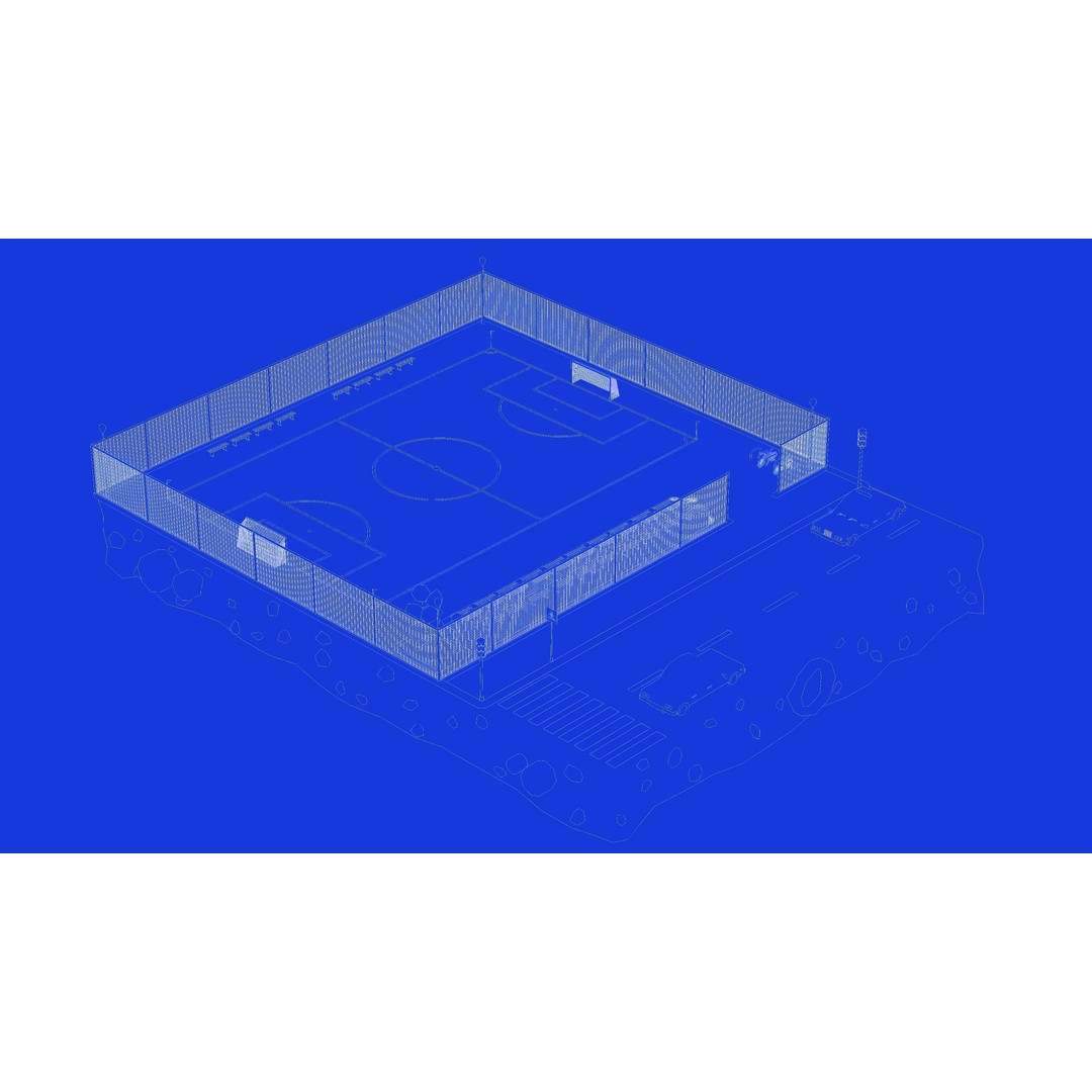 Football Soccer Field 3D Model – Low Poly Game Asset, FBX & OBJ Formats - View 11