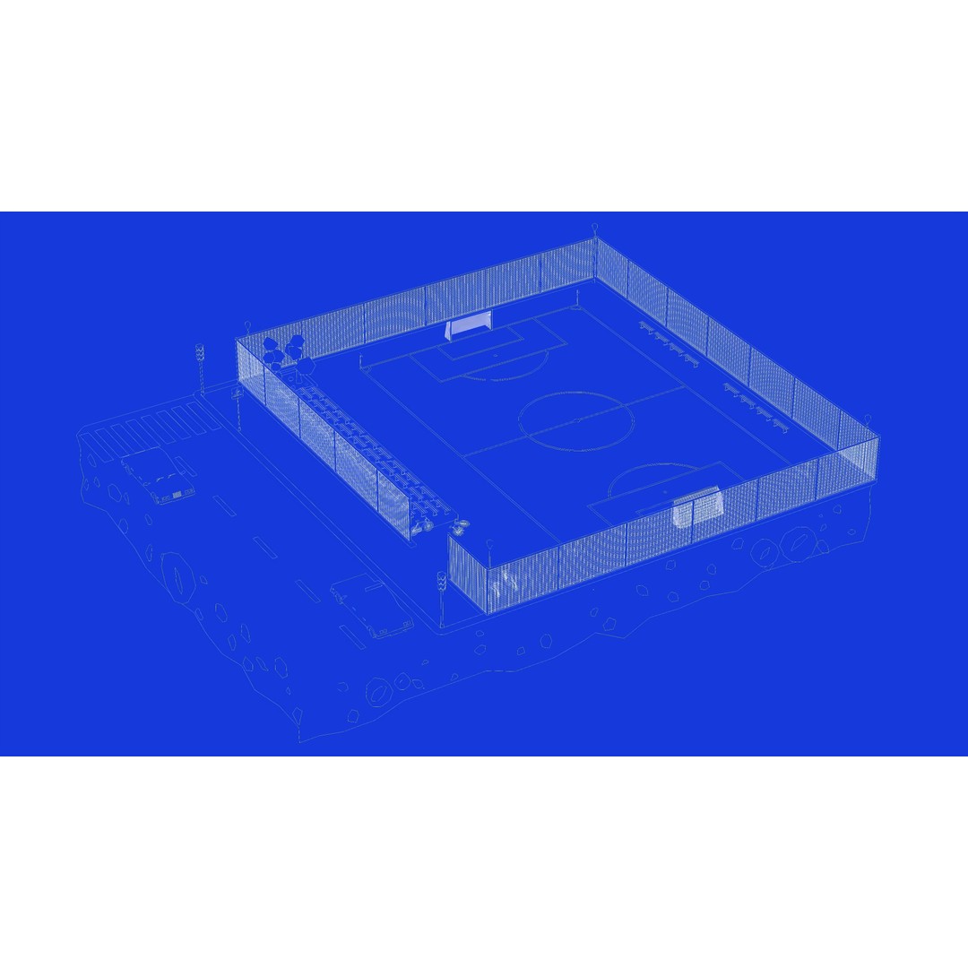 Football Soccer Field 3D Model – Low Poly Game Asset, FBX & OBJ Formats - View 12