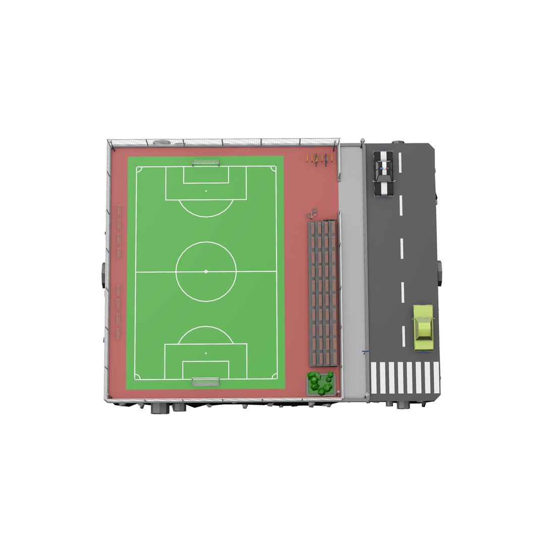 Football Soccer Field 3D Model – Low Poly Game Asset, FBX & OBJ Formats - View 7