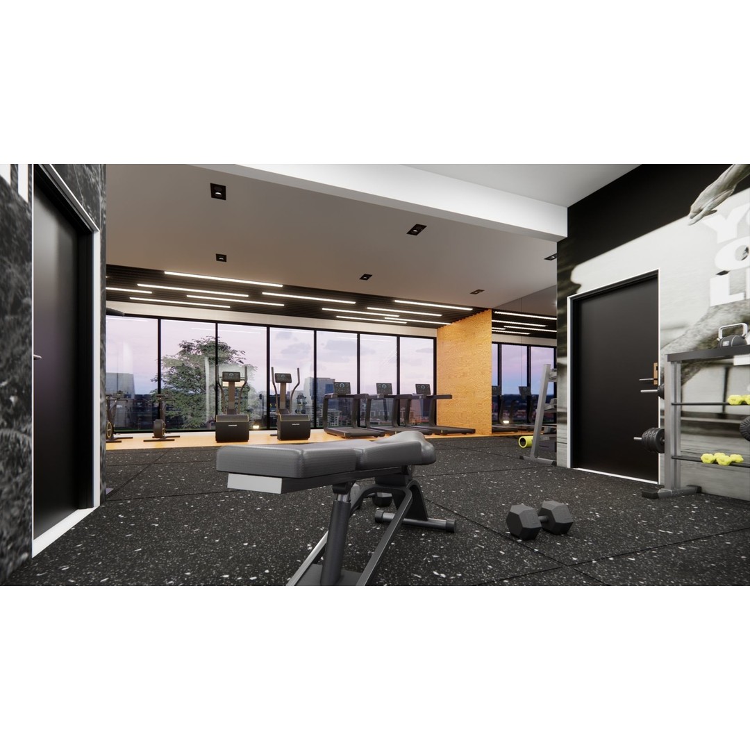 Modern Gym Space 3D Model – Interior Design, FBX, Game-Ready