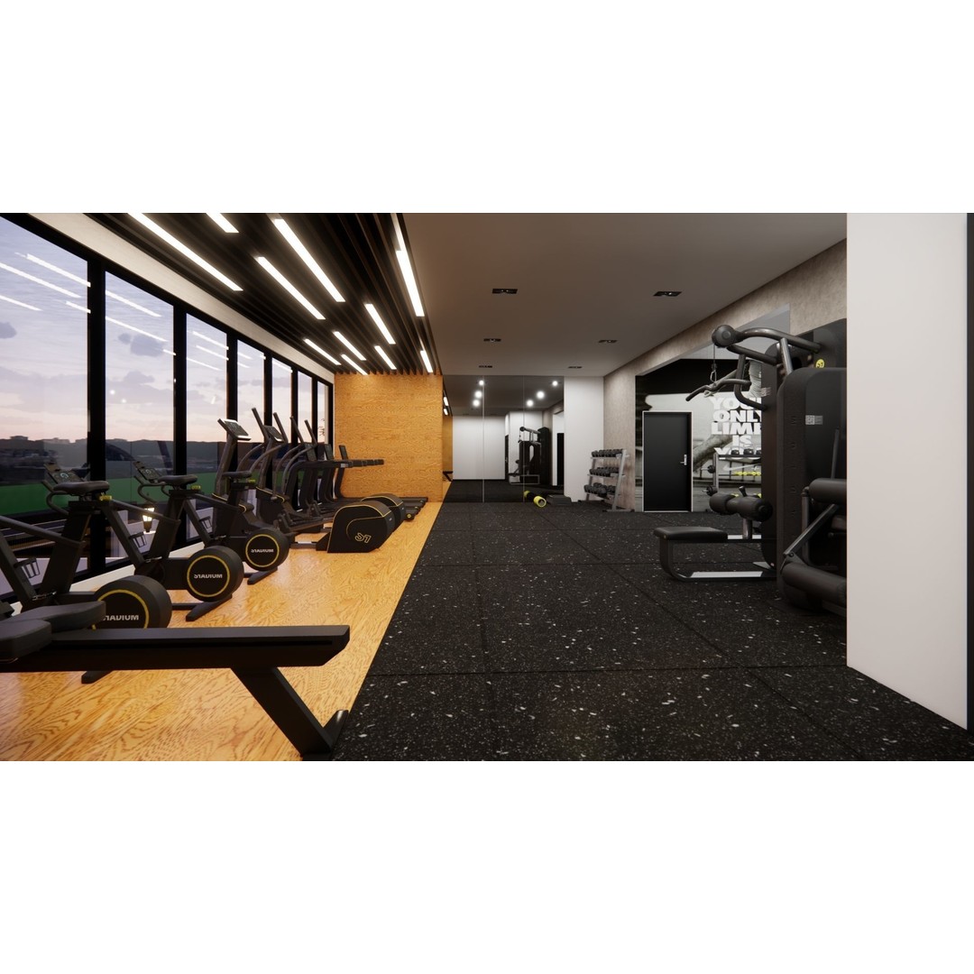 Modern Gym Space 3D Model – Interior Design, FBX, Game-Ready - View 3