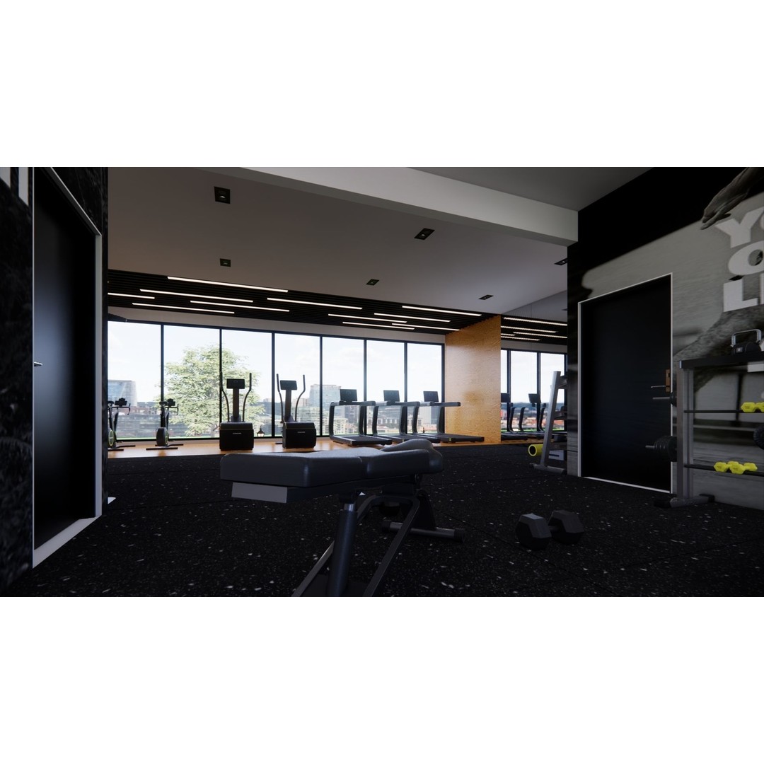 Modern Gym Space 3D Model – Interior Design, FBX, Game-Ready - View 6