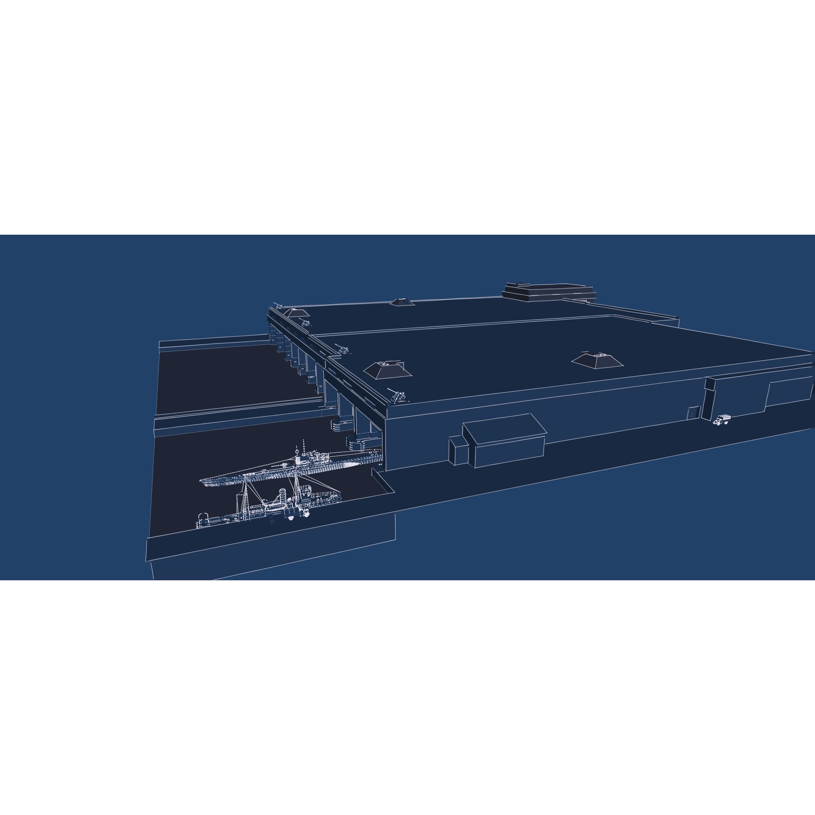 U-Boat Base at La Pallice France - Game-Ready 3D Model