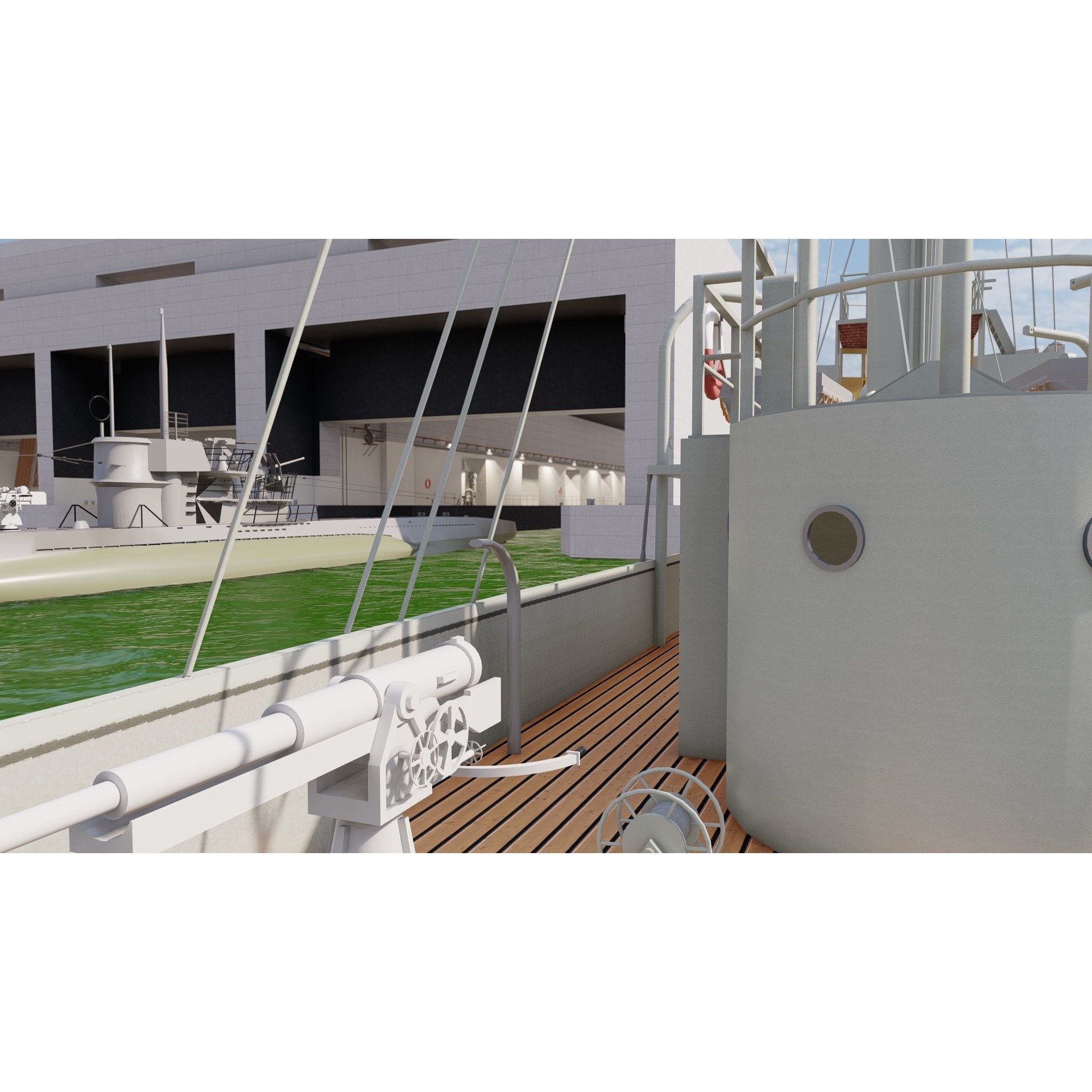 U-Boat Base at La Pallice France - Game-Ready 3D Model - View 10