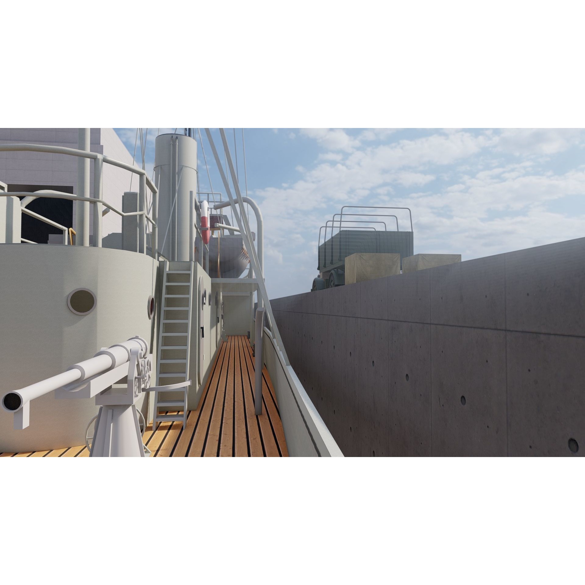 U-Boat Base at La Pallice France - Game-Ready 3D Model - View 11