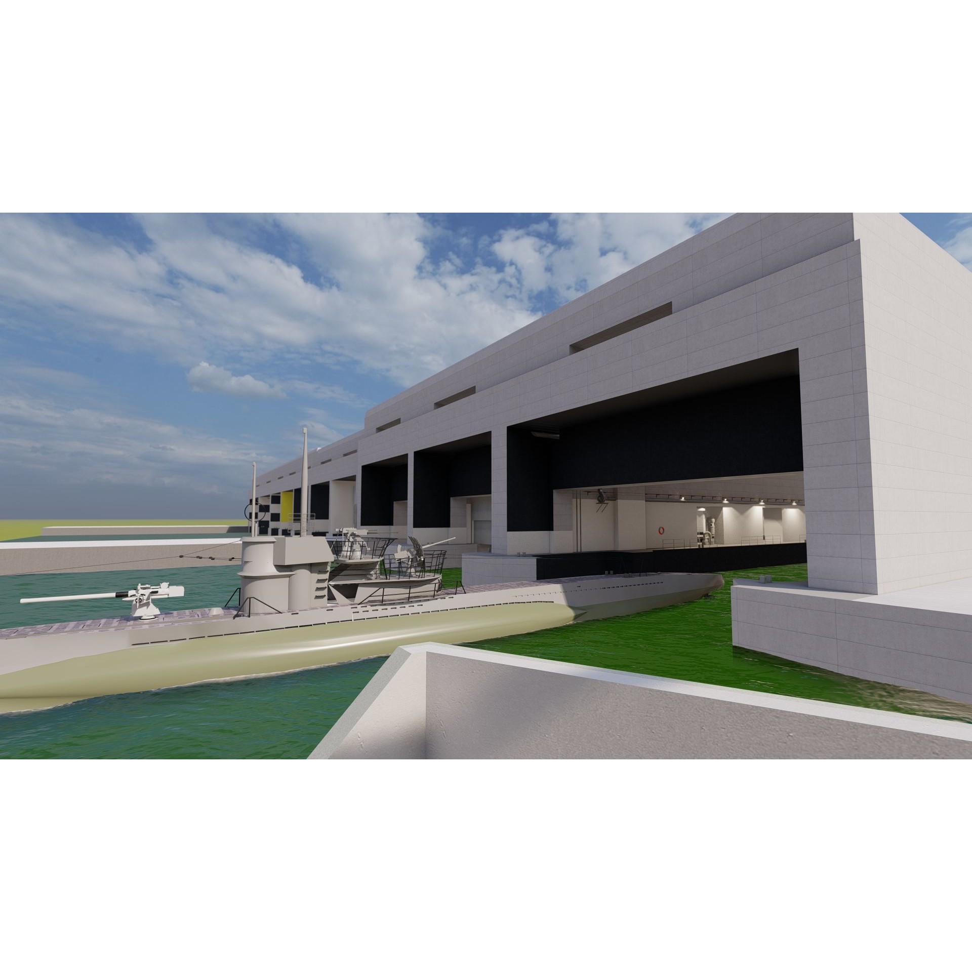 U-Boat Base at La Pallice France - Game-Ready 3D Model - View 14