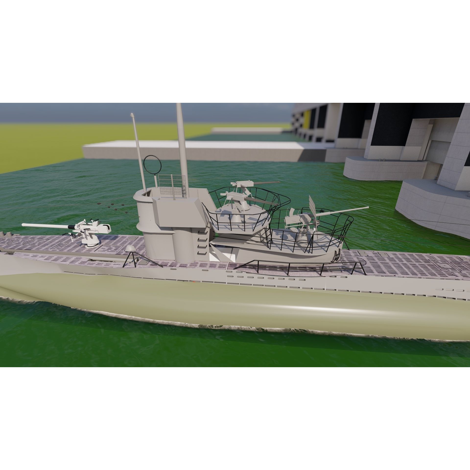 U-Boat Base at La Pallice France - Game-Ready 3D Model - View 15