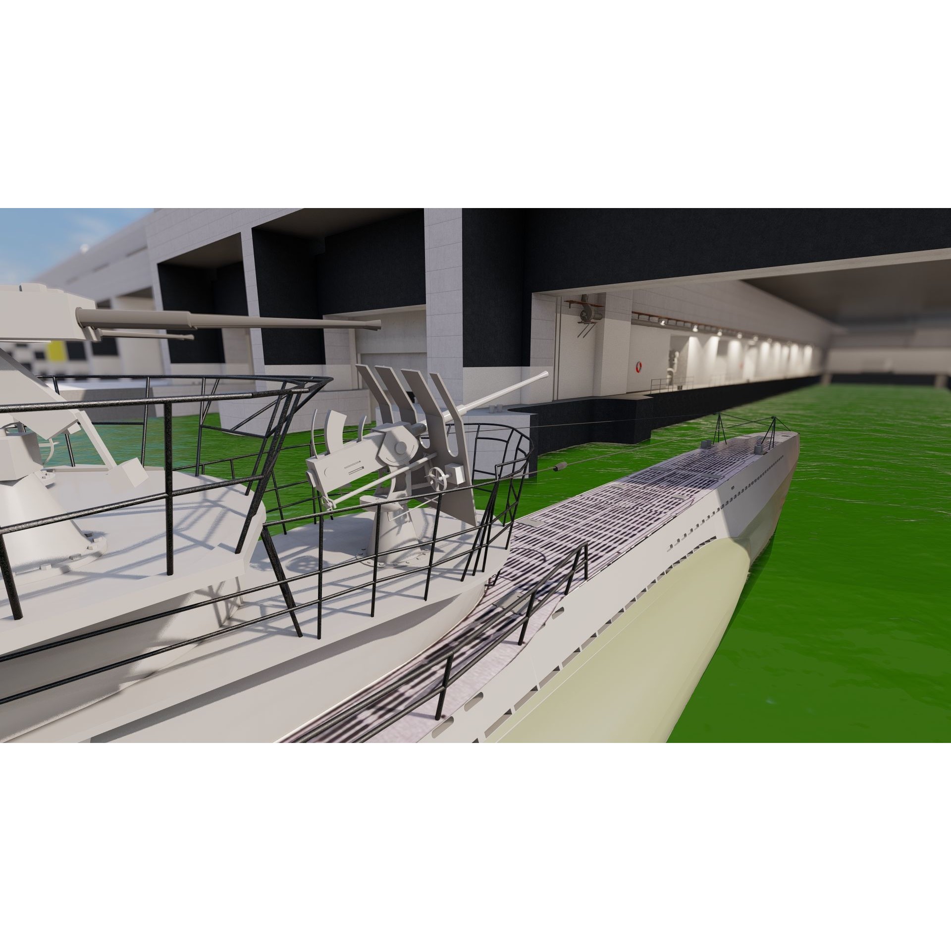 U-Boat Base at La Pallice France - Game-Ready 3D Model - View 16