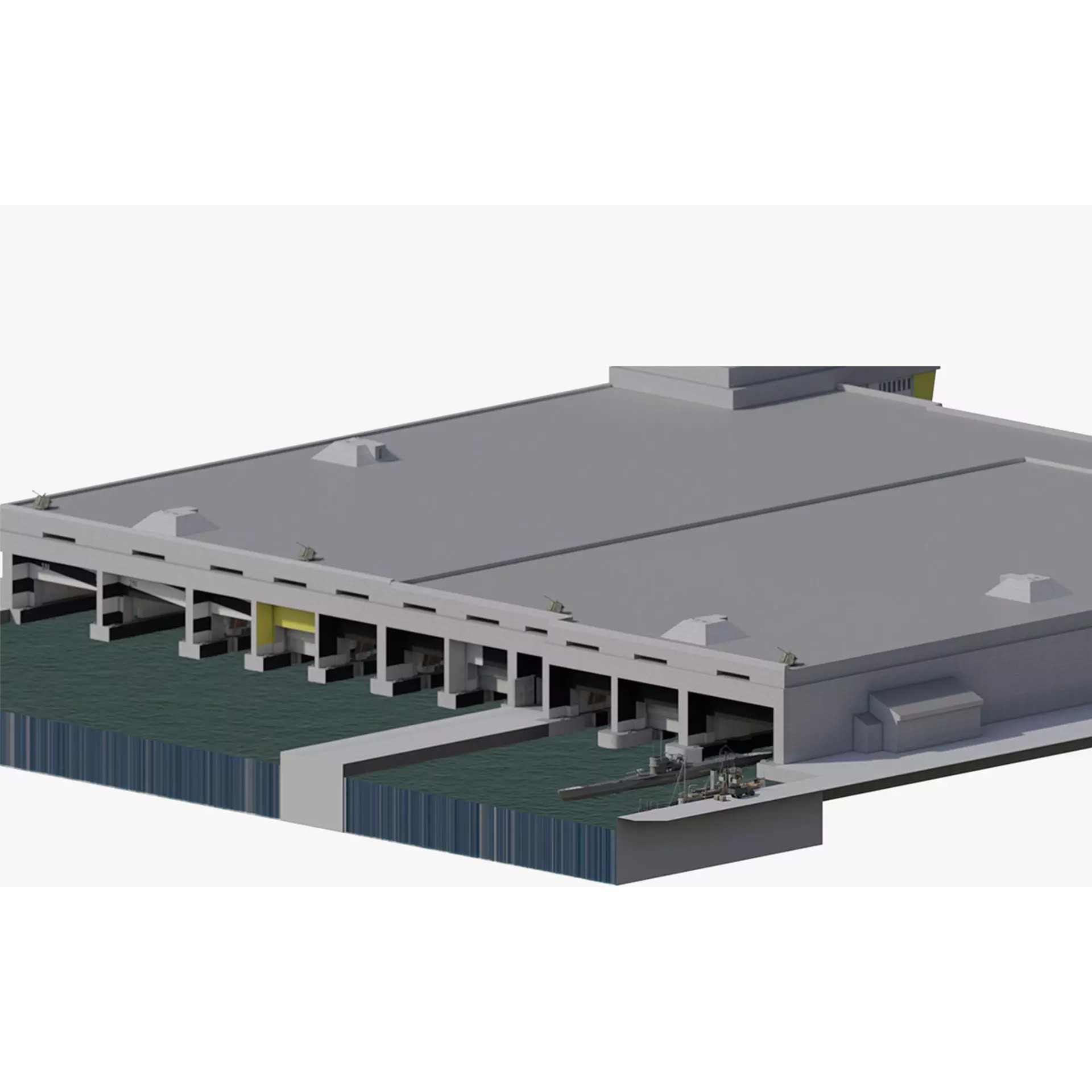 U-Boat Base at La Pallice France - Game-Ready 3D Model - View 2