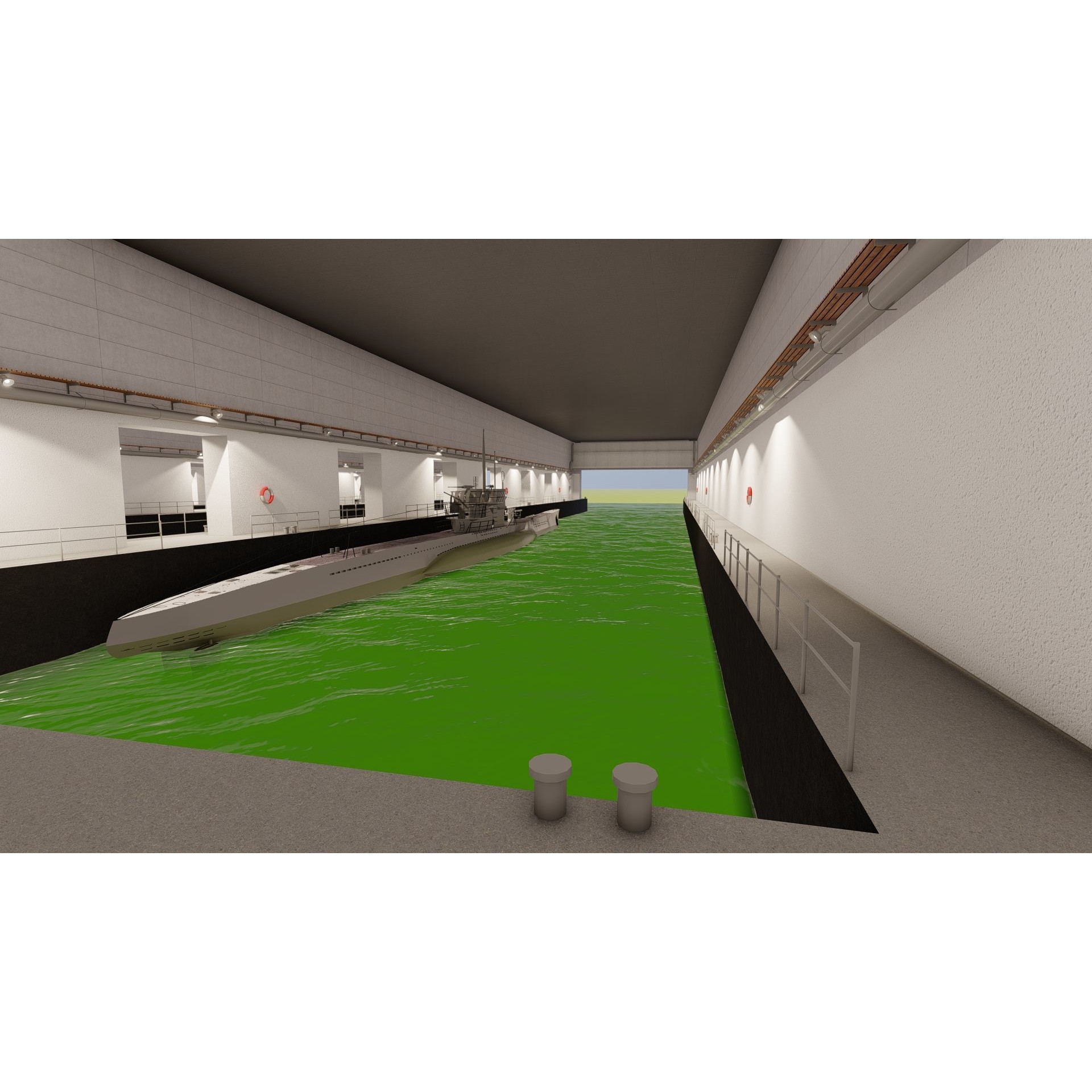 U-Boat Base at La Pallice France - Game-Ready 3D Model - View 23